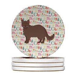 WDK2660RCS4 4 x 4 in. Unisex York Chocolate No.1 Cat Christmas Large Sandstone Coasters - Pack of 4