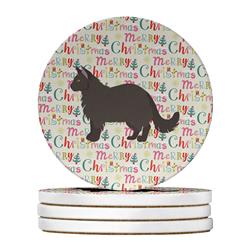 WDK2661RCS4 4 x 4 in. Unisex York Chocolate No.2 Cat Christmas Large Sandstone Coasters - Pack of 4