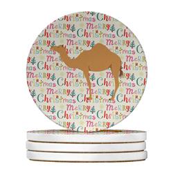 4 x 4 in. Unisex Arabian Camel Dromedary Christmas Large Sandstone Coasters - Pack of 4