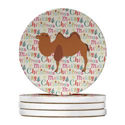 4 x 4 in. Unisex Bactrian Camel Christmas Large Sandstone Coasters - Pack of 4