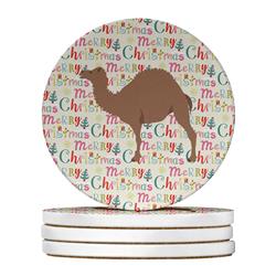 WDK2664RCS4 4 x 4 in. Unisex F1 Hybrid Camel Christmas Large Sandstone Coasters - Pack of 4