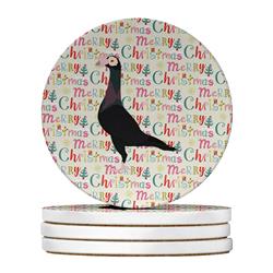 WDK2790RCS4 4 x 4 in. Unisex English Carrier Pigeon Christmas Large Sandstone Coasters - Pack of 4