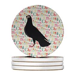 4 x 4 in. Unisex Budapest Highflyer Pigeon Christmas Large Sandstone Coasters - Pack of 4