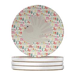 WDK2795RCS4 4 x 4 in. Unisex Silver Fantail Pigeon Christmas Large Sandstone Coasters - Pack of 4