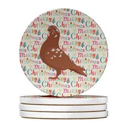 WDK2798RCS4 4 x 4 in. Unisex African Owl Pigeon Christmas Large Sandstone Coasters - Pack of 4