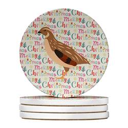WDK2800RCS4 4 x 4 in. Unisex Golden Phoenix Quail Christmas Large Sandstone Coasters - Pack of 4