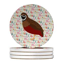 WDK2801RCS4 4 x 4 in. Unisex Chinese Painted or King Quail Christmas Large Sandstone Coasters - Pack of 4