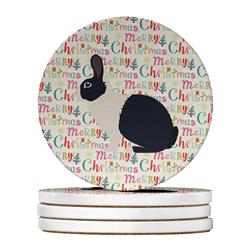 WDK2803RCS4 4 x 4 in. Unisex Dutch Rabbit Christmas Large Sandstone Coasters - Pack of 4