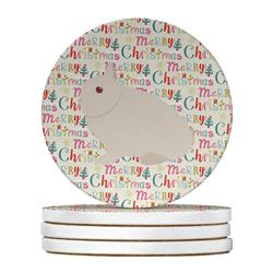 WDK2809RCS4 4 x 4 in. Unisex Hermelin Rabbit Christmas Large Sandstone Coasters - Pack of 4