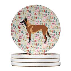 4 x 4 in. Unisex Malinois Belgian Shepherd Large Sandstone Coasters, Multi Color - Pack of 4