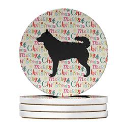 4 x 4 in. Unisex Mudi Merry Christmas Large Sandstone Coasters, Multi Color - Pack of 4