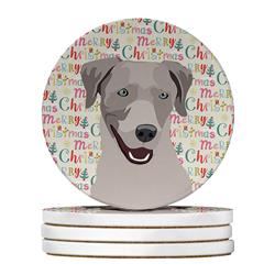WDK2193RCS4 4 x 4 in. Unisex Labrador Retriever Gray Christmas Large Sandstone Coasters - Pack of 4