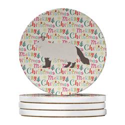4 x 4 in. Unisex American Curl No.2 Cat Christmas Large Sandstone Coasters - Pack of 4