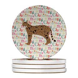 WDK2624RCS4 4 x 4 in. Unisex Savannah No.1 Cat Christmas Large Sandstone Coasters - Pack of 4