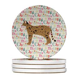 WDK2625RCS4 4 x 4 in. Unisex Savannah No.2 Cat Christmas Large Sandstone Coasters - Pack of 4