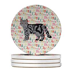 WDK2628RCS4 4 x 4 in. Unisex Scottish Straight Cat Christmas Large Sandstone Coasters - Pack of 4