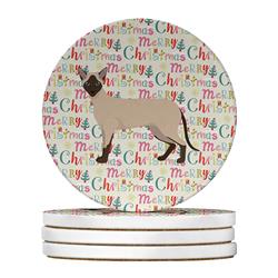 4 x 4 in. Unisex Siamese Modern No.2 Cat Christmas Large Sandstone Coasters - Pack of 4