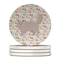 WDK2638RCS4 4 x 4 in. Unisex Siberian Forest No.2 Cat Christmas Large Sandstone Coasters - Pack of 4