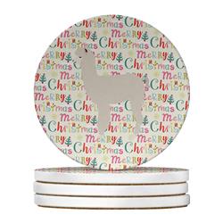 WDK2764RCS4 4 x 4 in. Unisex Alpaca Christmas Large Sandstone Coasters - Pack of 4