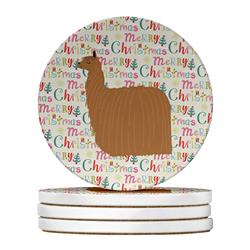 WDK2765RCS4 4 x 4 in. Unisex Alpaca Suri Christmas Large Sandstone Coasters - Pack of 4