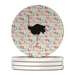 WDK2769RCS4 4 x 4 in. Unisex Common Ostrich Christmas Large Sandstone Coasters - Pack of 4