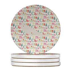 WDK2771RCS4 4 x 4 in. Unisex White Peacock Peafowl Christmas Large Sandstone Coasters - Pack of 4