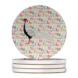 4 x 4 in. Unisex Silver Pheasant Christmas Large Sandstone Coasters - Pack of 4