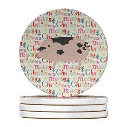 4 x 4 in. Unisex Gloucester Old Spot Pig Christmas Large Sandstone Coasters - Pack of 4