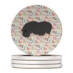 WDK2786RCS4 4 x 4 in. Unisex Vietnamese Pot-Bellied Pig Christmas Large Sandstone Coasters - Pack of 4