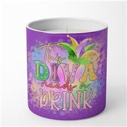 3.75 x 3.25 in. Unisex This Diva Needs a Drink Mardi Gras 10 oz Decorative Soy Candle