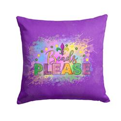 14 x 14 in. Unisex Beads Please Mardi Gras Fabric Decorative Pillow