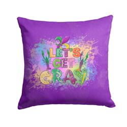 14 x 14 in. Unisex Lets Get Cray Mardi Gras Fabric Decorative Pillow