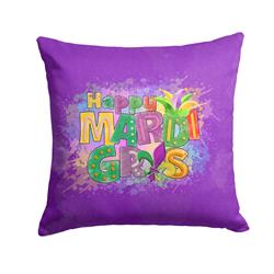 14 x 14 in. Unisex Happy Mardi Gras Fabric Decorative Pillow