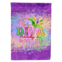 40 x 28 in. Unisex This Diva Needs a Drink Mardi Gras Canvas House Flag