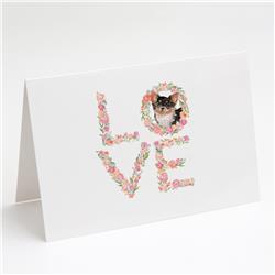 WDK4594GCA7P 5 x 7 in. Unisex Black & Tan Longhaired Chihuahua Love Greeting Cards & Envelopes - Pack of 8