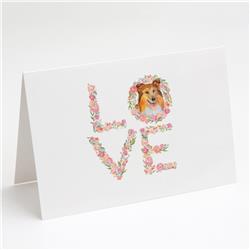 WDK4616GCA7P 5 x 7 in. Unisex Sheltie Shetland Sheepdog Love Greeting Cards & Envelopes - Pack of 8
