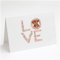 WDK4572GCA7P 5 x 7 in. Unisex Dachshund Love Greeting Cards & Envelopes - Pack of 8