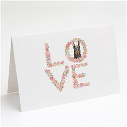 WDK4576GCA7P 5 x 7 in. Unisex Doberman Pinscher Love Greeting Cards & Envelopes - Pack of 8