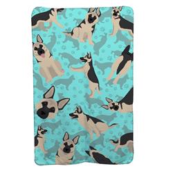 58 x 36 in. Blue, Black & Silver German Shepherd Soft Travel Blanket with Bag