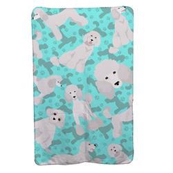 58 x 36 in. Blue, White Standard Poodle Soft Travel Blanket with Bag