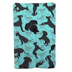 58 x 36 in. Blue, Black Great Dane Soft Travel Blanket with Bag