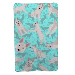 58 x 36 in. Blue, White German Shepherd Soft Travel Blanket with Bag