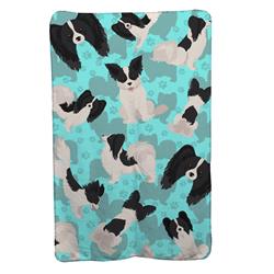 58 x 36 in. Blue, Black & Whtie Papillon Soft Travel Blanket with Bag