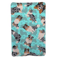 58 x 36 in. Blue, Blue Merle Sheltie Soft Travel Blanket with Bag