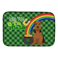 21 x 14 in. Black & Tan Airedale Terrier Saint Patricks Day Dish Drying Mat