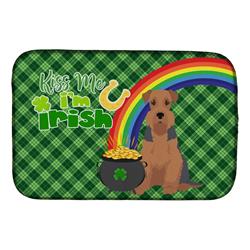21 x 14 in. Grizzle & Tan Airedale Terrier Saint Patricks Day Dish Drying Mat