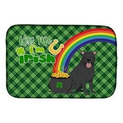 21 x 14 in. Black Pit Bull Terrier Saint Patricks Day Dish Drying Mat