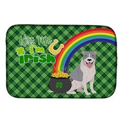 21 x 14 in. Blue & White Pit Bull Terrier Saint Patricks Day Dish Drying Mat