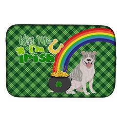 21 x 14 in. Blue Brindle Pit Bull Terrier Saint Patricks Day Dish Drying Mat