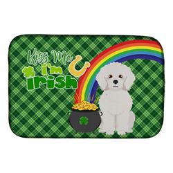 21 x 14 in. Bichon Frise Saint Patricks Day Dish Drying Mat